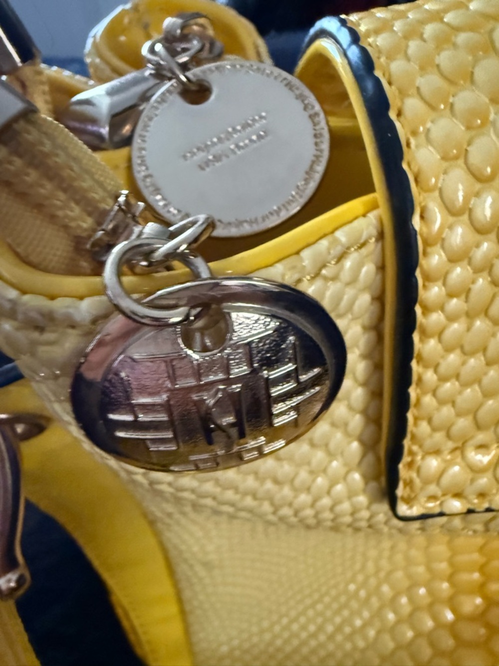 Haiying Snider Bright Yellow Snake Embossed Faux Leather Satchel Shoulder Bag - Picture 11 of 14